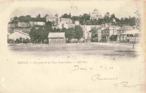 AK / Ansichtskarte DREUX 28 Eure-et-Loir Place-Saint-Gilles Schloss Kapelle Platz Gebaeude Baeume