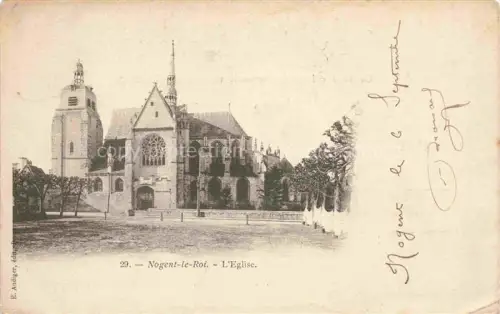 AK / Ansichtskarte Nogent-le-Roi DREUX 28 Eure-et-Loir Église Kirche Rosette Turm Gotik Platz Baeume