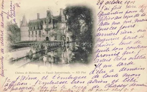 AK / Ansichtskarte MAINTENON CHARTRES 28 Eure-et-Loir Château-de-Maintenon Schloss Wassergraben Spiegelung Baeume Nordseite Fassade