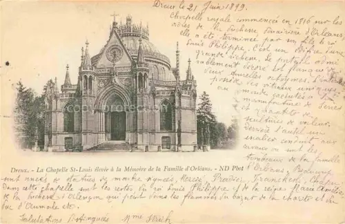 AK / Ansichtskarte DREUX 28 Eure-et-Loir Chapelle-St-Louis Chapelle-royale Famille-d Orléans Gotik Denkmal Baeume Eingangstreppe