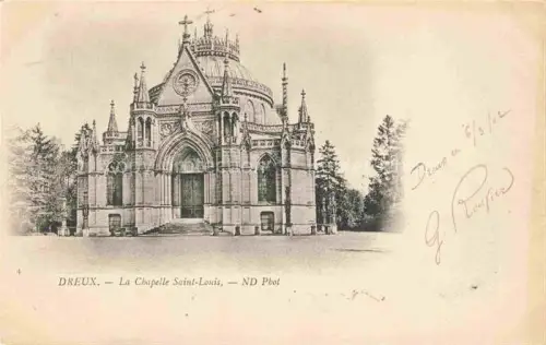 AK / Ansichtskarte DREUX 28 Eure-et-Loir Chapelle-Saint-Louis Kapelle Neogotik Kreuz Baeume Eingang Freitreppe
