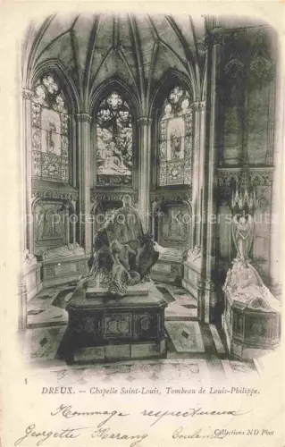 AK / Ansichtskarte DREUX 28 Eure-et-Loir Chapelle-Saint-Louis Tombeau-de-Louis-Philippe Innenraum Grabmal Glasfenster Skulpturen