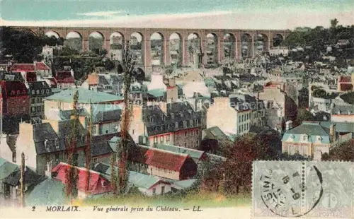 AK / Ansichtskarte MORLAIX 29 Finistere Viadukt Stadtpanorama Daecher Kirche Baeume Taelder
