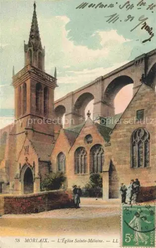 AK / Ansichtskarte MORLAIX 29 Finistere Eglise-Sainte-Mélaine Kirche Viadukt Turm Personen Neogotik