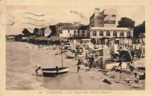 AK / Ansichtskarte Treboul Douarnenez Quimper 29 Finistere Plage-des-Sables-Blancs Strand Badegaeste Boote Badehuetten Douarnenez Strasbourg Bas-Rhin