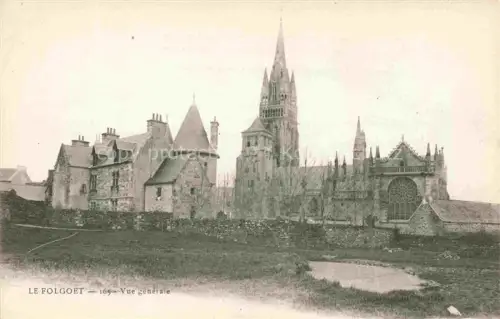 AK / Ansichtskarte Le Folgoet Brest 29 Finistere Basilique-Notre-Dame Kirchturm Rosette Herrenhaus Mauer Wiese