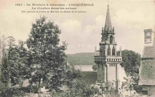 AK / Ansichtskarte Locquenole MORLAIX 29 Finistere Clocher Kirchturm Baeume Rivière-de-Morlaix Fluss Dach