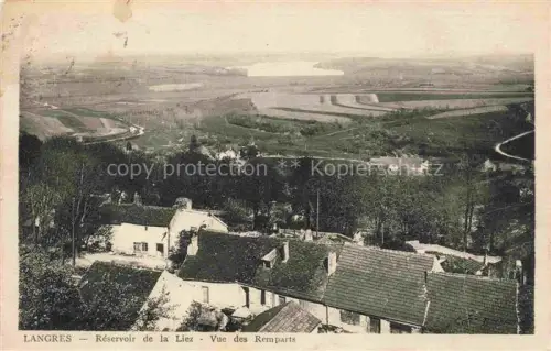 AK / Ansichtskarte LANGRES 52 Haute-Marne Réservoir-de-la-Liez Vue-des-Remparts Stausee Stadtmauer Daecher Felder Tal