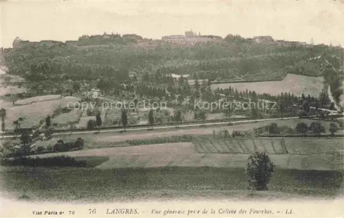 AK / Ansichtskarte LANGRES 52 Haute-Marne Colline-des-Fourches Stadtsilhouette Huegel Felder Waelder Ackerland Franchise-Militaire