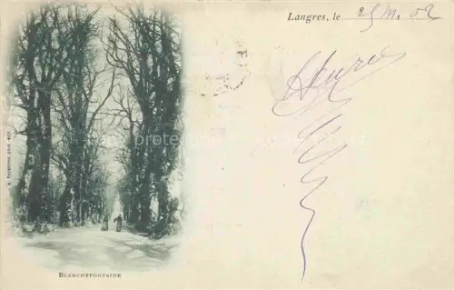 AK / Ansichtskarte LANGRES 52 Haute-Marne Blanchefontaine Allee Winterlandschaft Baeume Spaziergaenger Promenade