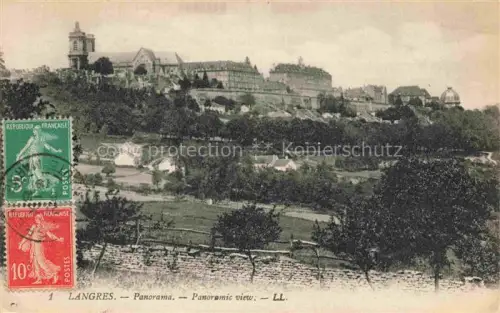 AK / Ansichtskarte LANGRES 52 Haute-Marne Stadtpanorama Kirchturm Stadtmauer Felder Baeume Gebaeude Huegellandschaft