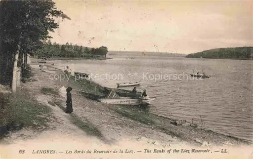 AK / Ansichtskarte LANGRES 52 Haute-Marne Réservoir-de-la-Liez Seeufer Boote Frau Baeume Wasser