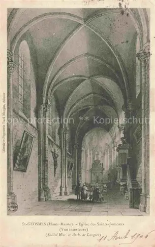 AK / Ansichtskarte Saints-Geosmes Saint-Geosmes LANGRES 52 Haute-Marne Eglise-des-Saints-Jumeaux Kircheninnenraum Gewoelbe Saeulen Altar Gemaelde Kruzifix