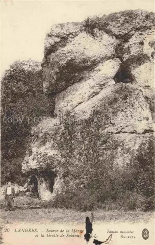 AK / Ansichtskarte Grotte de Sabinus LANGRES 52 Haute-Marne Source-de-la-Marne Grotte-de-Sabinus Felsen Hoehle Personen Vegetation