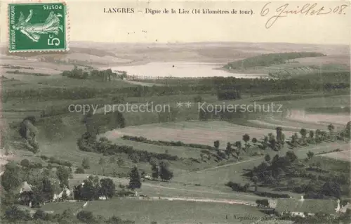 AK / Ansichtskarte LANGRES 52 Haute-Marne Digue-de-la-Liez Stausee Landschaft Felder Baeume Huegel