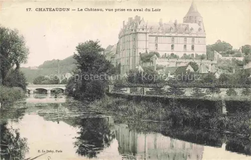 AK / Ansichtskarte CHATEAUDUN 28 Eure-et-Loir Château-de-Châteaudun Loir Schloss Tuerme Fluss Bruecke Vegetation