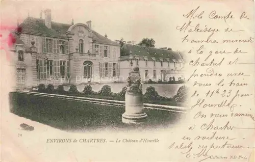 AK / Ansichtskarte Houville (Chateau) Houville-la-Branche CHARTRES 28 Eure-et-Loir Château-d Houville Schloss Skulptur Garten Fassade