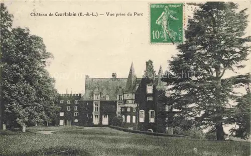AK / Ansichtskarte Courtalain Courtalin Chateaudun 28 Eure-et-Loir Château-de-Courtalain Schloss Park Schlosspark Baeume Wiese Tuerme