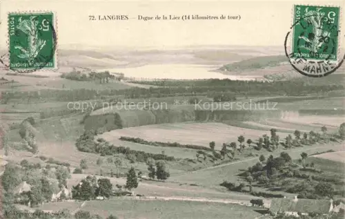 AK / Ansichtskarte LANGRES 52 Haute-Marne Digue-de-la-Liez Lac-de-la-Liez Stausee Felder Huegel Landschaft Reservoir