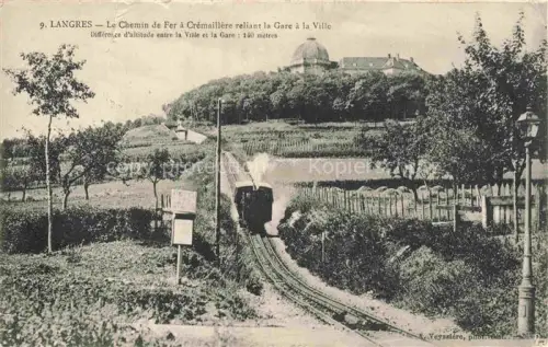 AK / Ansichtskarte LANGRES 52 Haute-Marne Chemin-de-Fer-à-Crémaillère Zahnradbahn Gare Dampflokomotive Weinberge Kuppelgebaeude Huegel