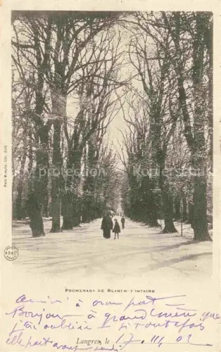 AK / Ansichtskarte LANGRES 52 Haute-Marne Promenade-de-Blanchefontaine Allee Baeume Schnee Winter Spaziergaenger