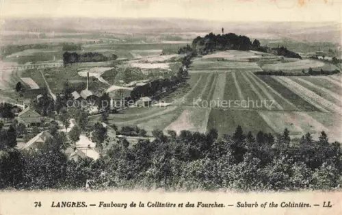 AK / Ansichtskarte LANGRES 52 Haute-Marne Faubourg-de-la-Coltintère Fourches Felder Huegel Fabrikschornstein Haeuser Landschaft
