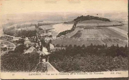 AK / Ansichtskarte LANGRES 52 Haute-Marne Faubourg-de-la-Collinière Fourches Felder Landschaft Fabrik Schornstein Baeume Huegel