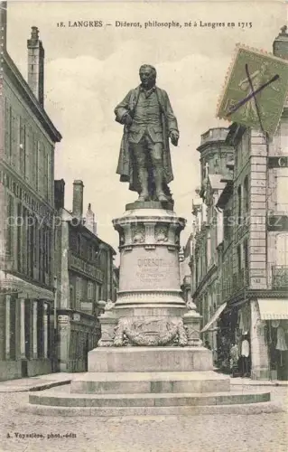 AK / Ansichtskarte LANGRES 52 Haute-Marne Diderot Philosophe Statue Denkmal Strasse Haeuser Platz