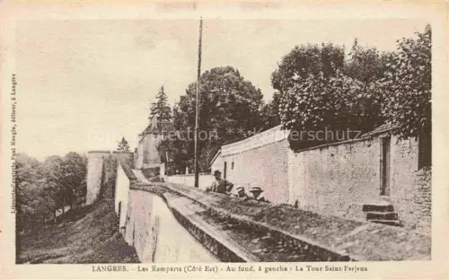 AK / Ansichtskarte LANGRES 52 Haute-Marne Remparts Tour-Saint-Ferjeux Stadtmauer Turm Weg Baeume Mann