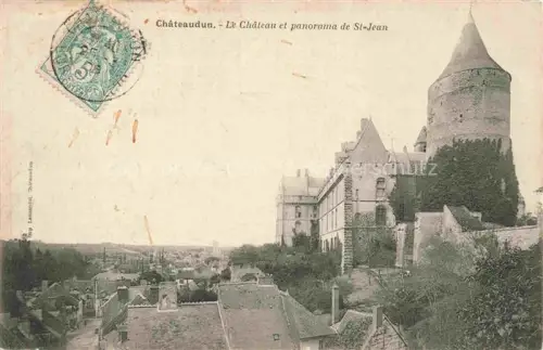 AK / Ansichtskarte CHATEAUDUN 28 Eure-et-Loir Château Panorama-St-Jean Rundturm Stadtansicht Daecher Baeume
