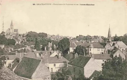 AK / Ansichtskarte CHATEAUDUN 28 Eure-et-Loir Panorama St-Valérien Dames-Blanches Stadtansicht Kirchen Daecher Baeume Épicerie