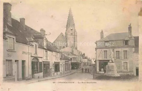 AK / Ansichtskarte CHATEAUDUN 28 Eure-et-Loir Rue-Gambetta Fruiterie Kirchturm Denkmal Strassenszene Geschaefte Passanten