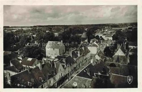 AK / Ansichtskarte Bonneval Chateaudun 28 Eure-et-Loir Rue-Saint-Roch Stadtpanorama Daecher Strasse Turm Baeume Felder