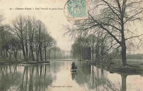 AK / Ansichtskarte Chateau d Anet 28 Château-d Anet Pièce-d eau Teich Kanal Boot Frau Baeume Spiegelung
