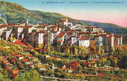 AK / Ansichtskarte Tourrettes-les-Vence GRAssE 06 Alpes-Maritimes Vieille-Ville Château Altstadt Felsen Berge Terrassen Gorges-du-Loup koloriert