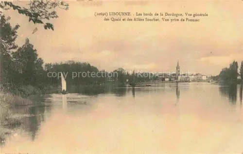 AK / Ansichtskarte LIBOURNE 33 Gironde Dordogne Quais Allées-Souchet Segelboot Fluss Kirchturm Stadtansicht