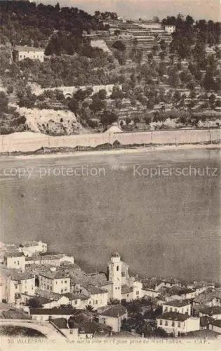 AK / Ansichtskarte Villefranche-sur-Mer NICE 06 Alpes-Maritimes Mont-Talban Église Stadtansicht Bucht Huegel Terrassen Hôtel-Welcome