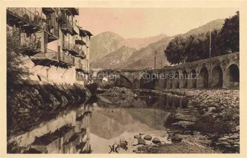 AK / Ansichtskarte Sospel Nice 06 Alpes-Maritimes Bévéra Bruecke Aquaedukt Fluss Haeuser Berge Reflexion Daemmerung