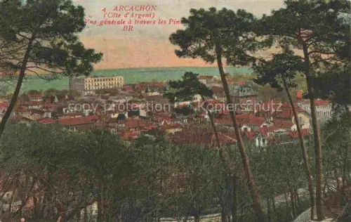 AK / Ansichtskarte ARCACHON 33 Gironde Stadtpanorama Kiefernwald Daecher Bucht Rue-d Alsace