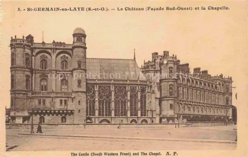 AK / Ansichtskarte Saint-Germain-en-Laye 78 Yvelines Chateau-de-Saint-Germain Chapelle Facade-Sud-Ouest Schloss Kapelle Gotik Turm Strassenszene