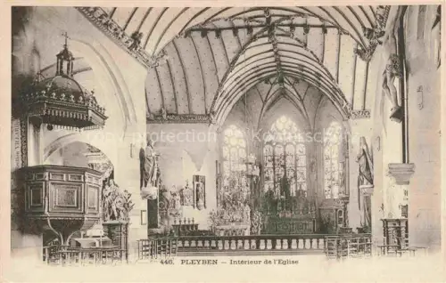 AK / Ansichtskarte Pleyben Chateaulin 29 Finistere Kircheninneres Altar Kanzel Kirchenfenster Gewoelbe Statuen Bretagne