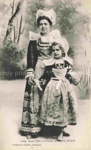 AK / Ansichtskarte Pont-Aven Quimper 29 Finistere Tracht Bretonische-Tracht Frau Maedchen Haube Kleid Portrait