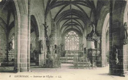 AK / Ansichtskarte Locronan Chateaulin 29 Finistere Eglise-Interieur Kirchenschiff Gotik Gewoelbe Statuen Kanzel Altar Glasfenster
