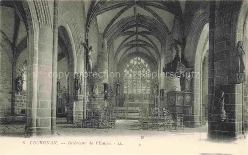 AK / Ansichtskarte Locronan Chateaulin 29 Finistere Eglise-Interieur Kirchenschiff Gotik Gewoelbe Statuen Kanzel Altar Glasfenster
