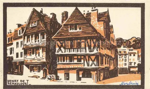 AK / Ansichtskarte MORLAIX 29 Finistere Place-du-Marché Fachwerkhaeuser Altstadt Illustration Zeichnung Wagons-Lits Fass