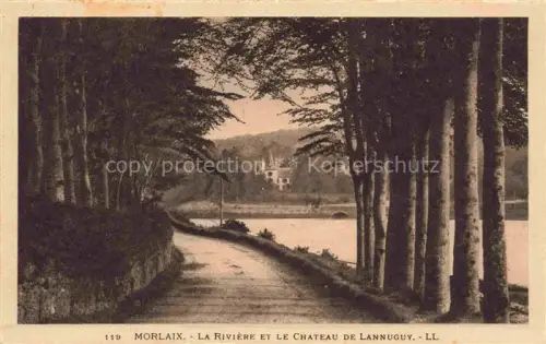 AK / Ansichtskarte MORLAIX 29 Finistere Rivière Château-de-Lannuguy Allee Baeume Weg Fluss