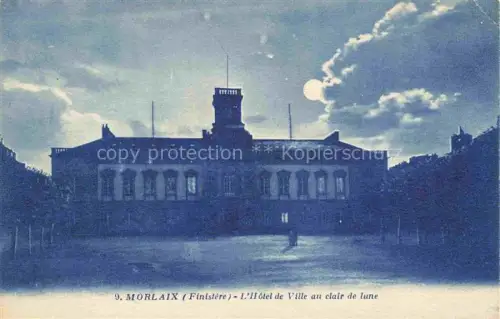 AK / Ansichtskarte MORLAIX 29 Finistere Hôtel-de-Ville Rathaus Mondlicht Clair-de-lune Nacht Blautoenung Turm