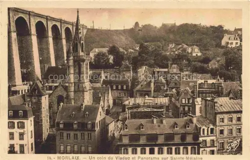 AK / Ansichtskarte MORLAIX 29 Finistere Viaduc Sainte-Mélaine Kirchturm Stadtdaecher Altstadt Huegel Boegen