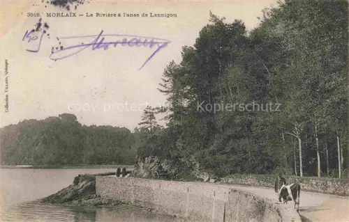 AK / Ansichtskarte MORLAIX 29 Finistere Rivière Anse-de-Lannigou Flussufer Baeume Weg Handkoloriert Mauer Spaziergaenger