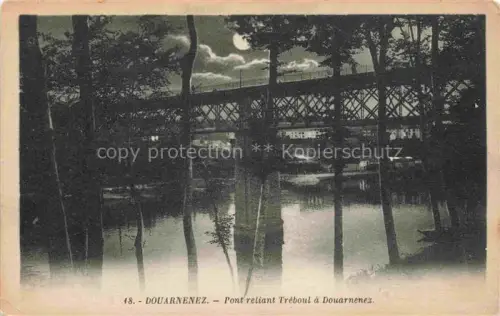 AK / Ansichtskarte Douarnenez QUIMPER 29 Finistere Pont-de-Tréboul Eisenbruecke Fluss Baeume Mondlicht Nachtaufnahme